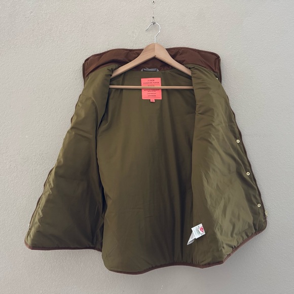 J. Crew Quilted Excursion Vest Large Camel Brown Puff Classic Preppy Equestrian - Picture 9 of 12